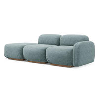 3-SITZER SOFA Links Chenille Stoff Blau - Blau/Blaugrau, Holz/Textil (258/73/95cm) - Makamii