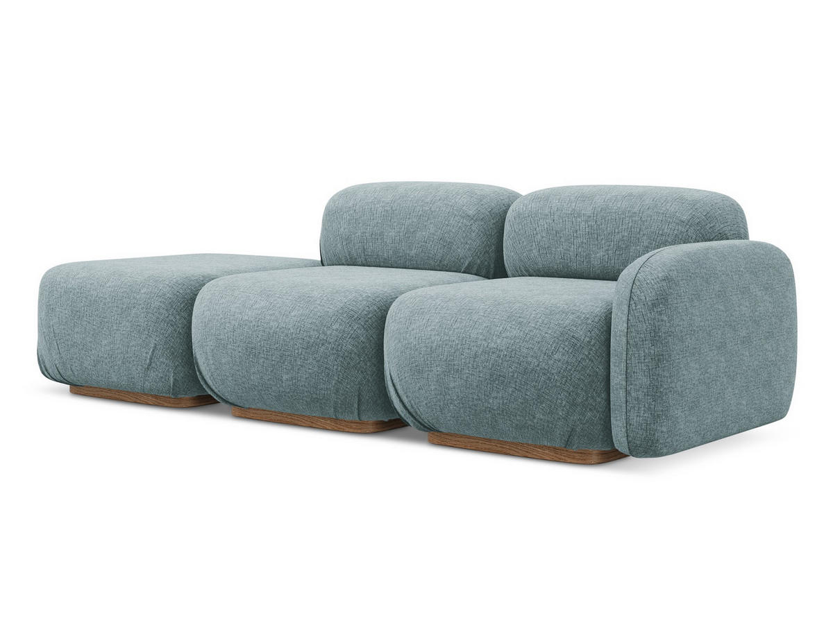 3-SITZER SOFA Links Chenille Stoff Blau - Blau/Blaugrau, Holz/Textil (258/73/95cm) - Makamii