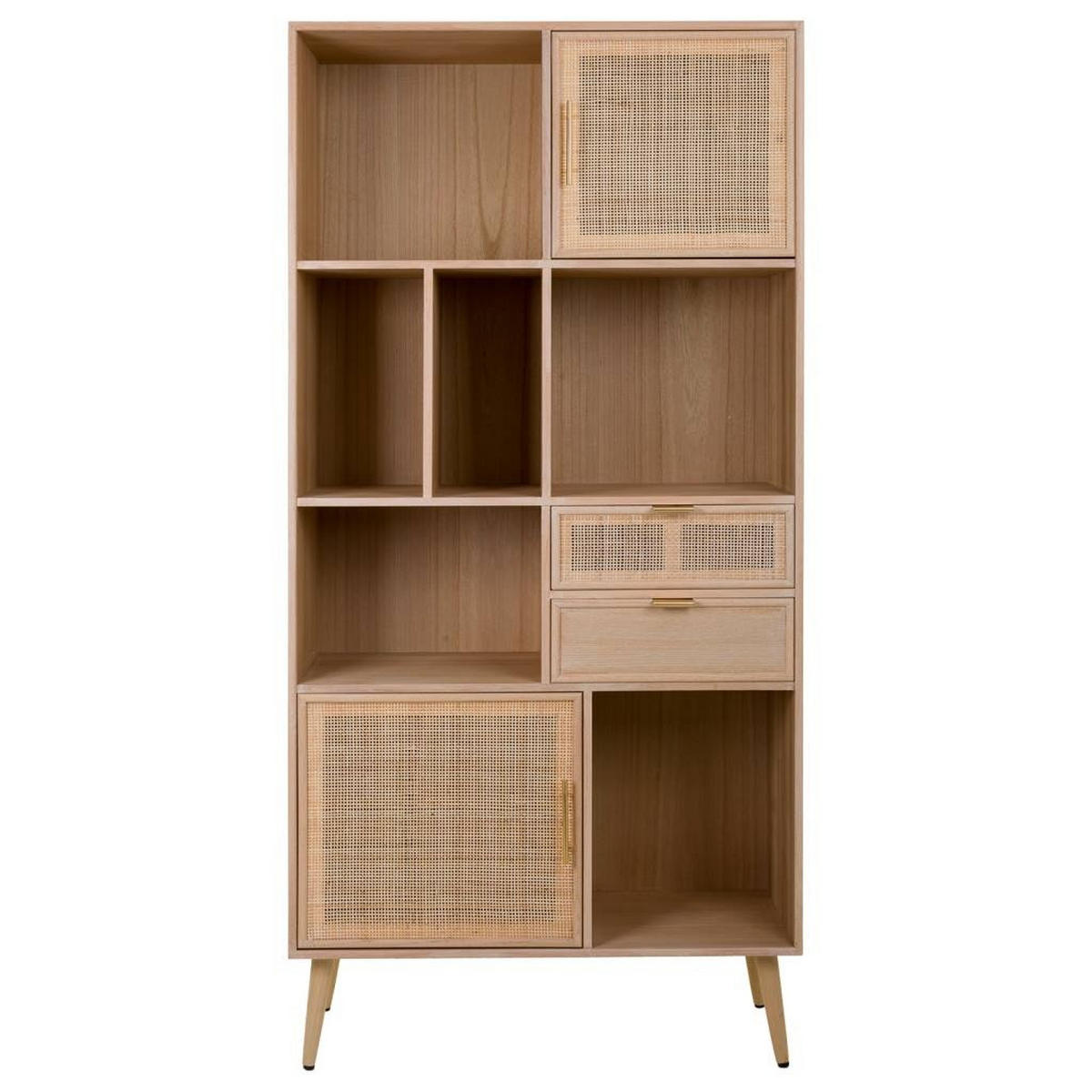 REGAL aus Holz und braunem Netz, 90x37x189 cm - Braun, Holz (90/37/189cm) - Wanderlust