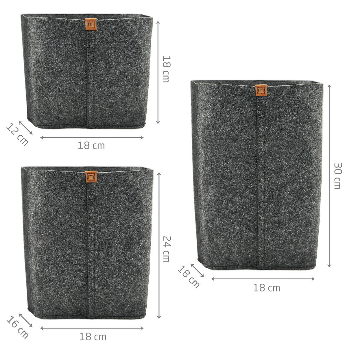 AUFBEWAHRUNGSKÖRBE 3er-Set - Hellgrau, Textil (18/30/18cm) - Miqio Design