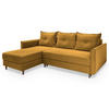 ECKSOFA PISAN L-S Gelb Plüsch-Stoff mit Schlaffunktion - Gelb, Holz (220/140cm) - MASSENO