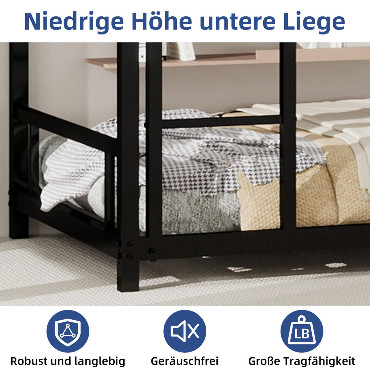 ETAGENBETT Metall 2er-Set Schwarz - Schwarz, Metall (90/190cm) - ComfortXL