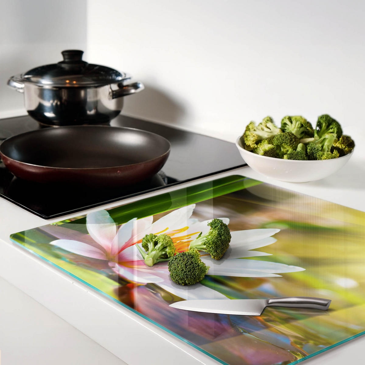 GLASPLATTE 60x52 cm Seerose - Multicolor, Glas (60/0.4/52cm) - TULUP