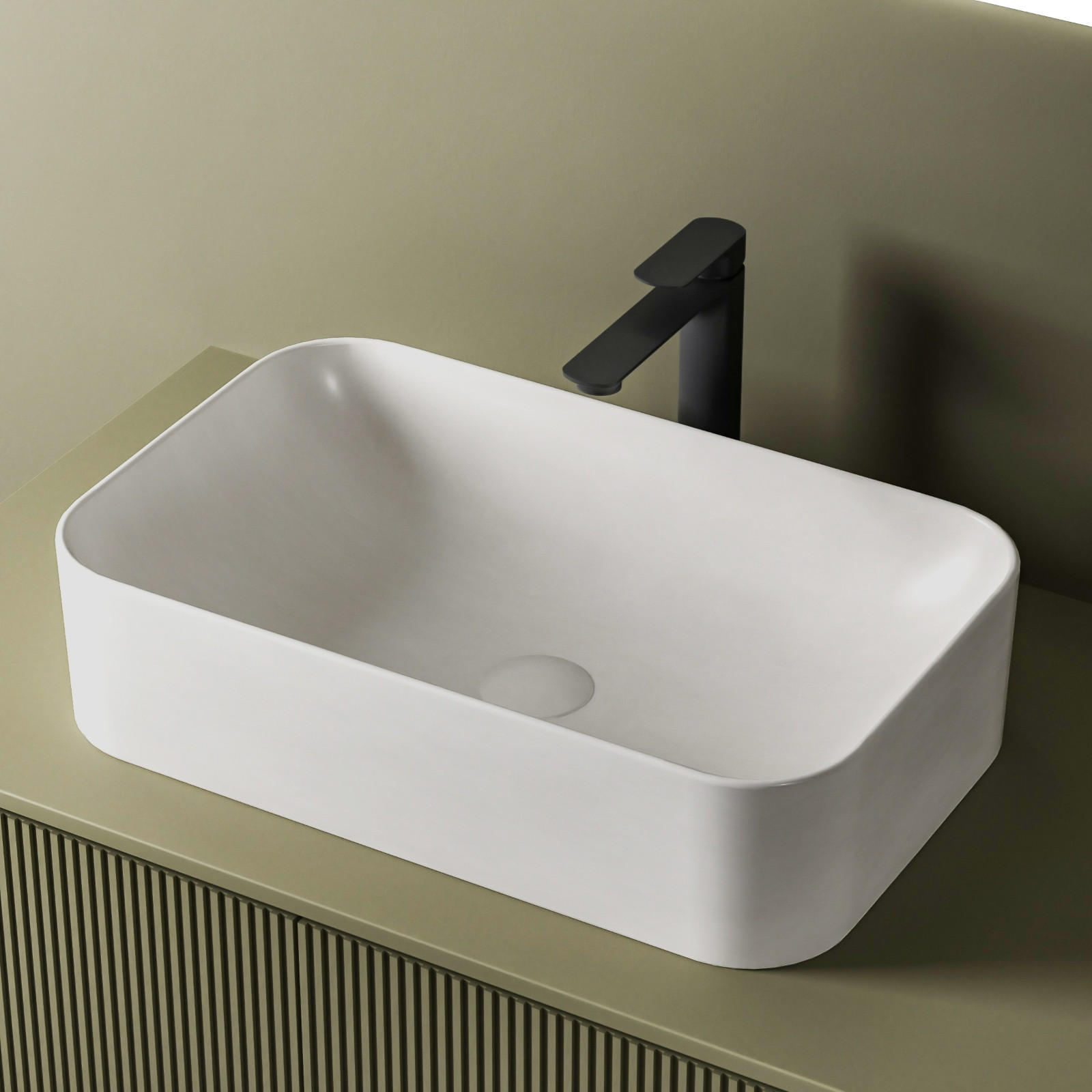 WASCHBECKEN Hochwertiges Keramik Weiß Matt 61 / 38 / 15 cm - Weiß, Keramik (38/15/61cm) - EMKE