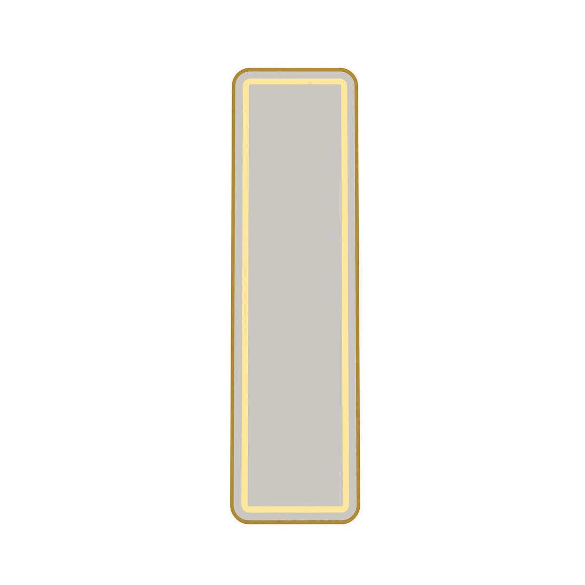 WANDSPIEGEL LED 150 x 40 cm aus Sicherheitsglas, abgerundete rechteckige Form, gold - Goldfarben, Metall (40/150/3cm)