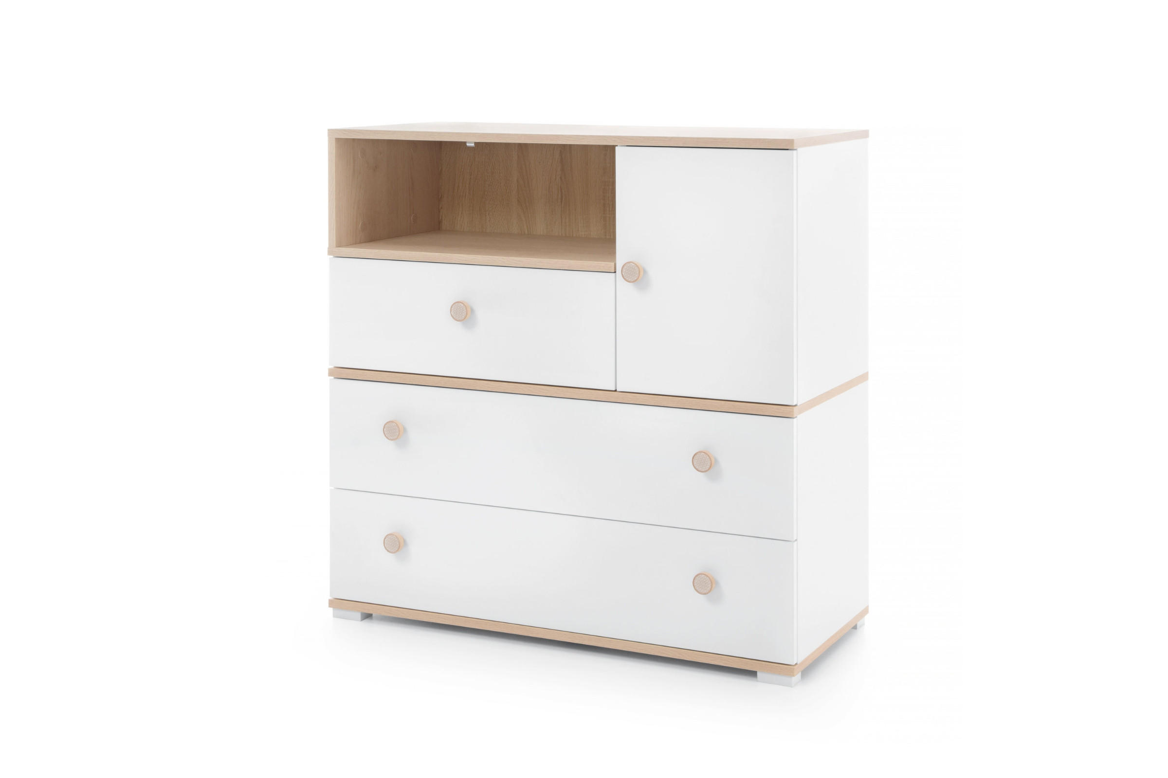 KINDERKOMMODE OKTAVIA 04 90/40/90 in Weiß Matt / Eiche - Eichefarben/Weiß, Holzwerkstoff (90/90/40cm) - Deine Möbel 24