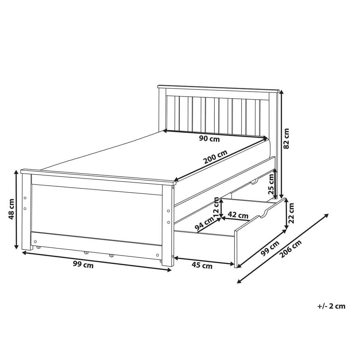 BETT mit Schubladen 90x200 cm Weiß Olendon - Weiß, Holz (90/200cm) - Beliani