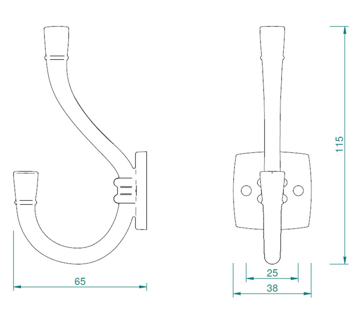 GARDEROBENHAKEN Argo Kleiderhaken Titanfarbig Wandhaken modern Haken zeitlos - Anthrazit, Metall (4/12/12cm) - Livingpoint24