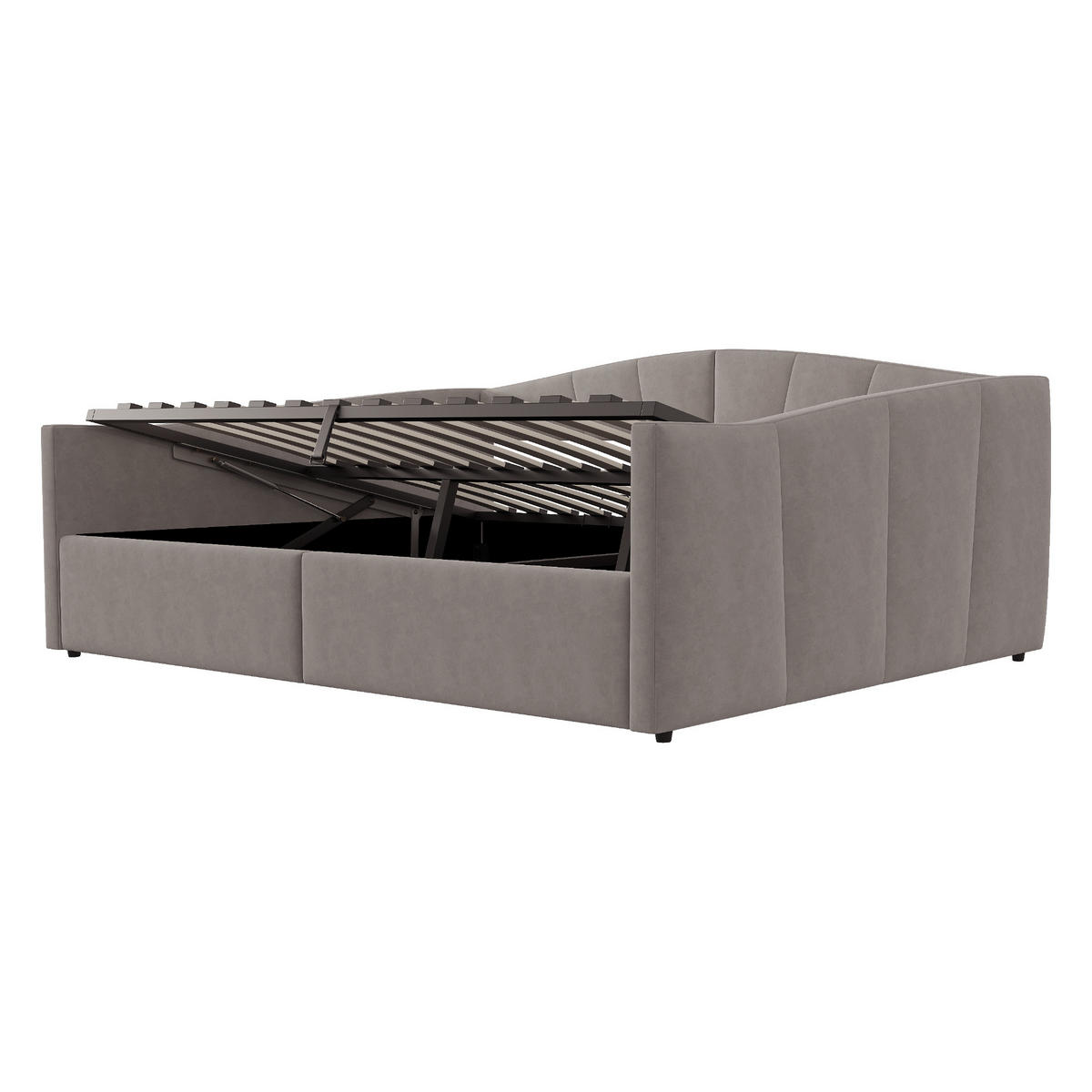SCHLAFSOFA mit Stauraum 140x200 cm Samt Grau - Grau, Metall (140/200cm) - Meubliv
