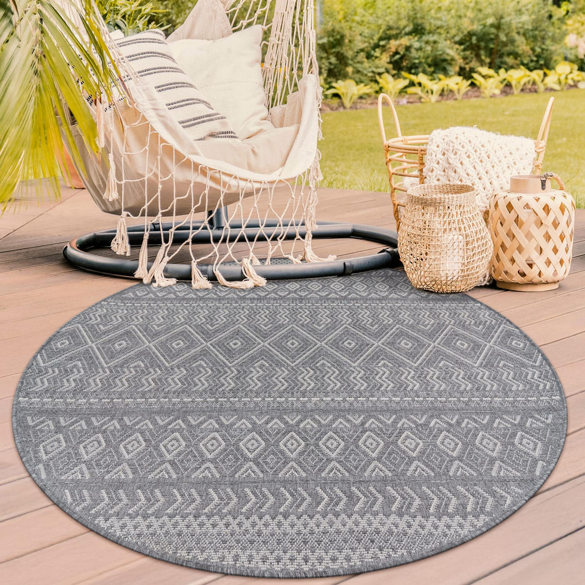 OUTDOORTEPPICH 160/160 cm Vermont 190 - Grau, Kunststoff (160/160cm) - Paco Home