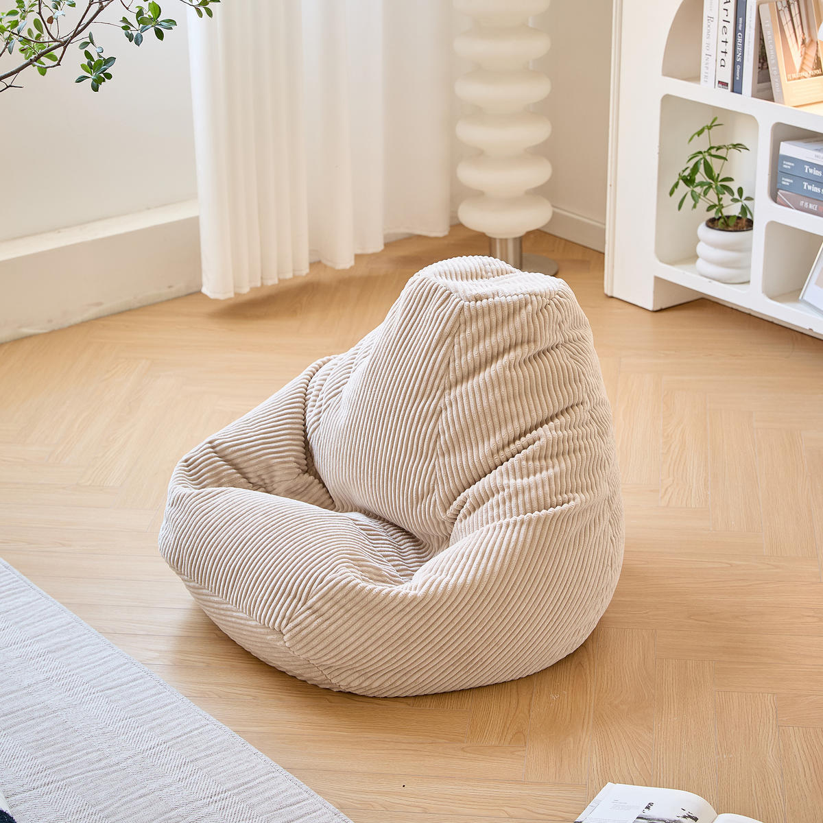POUF kord Beige - Beige, Textil (90/73/84cm) - Nordlys