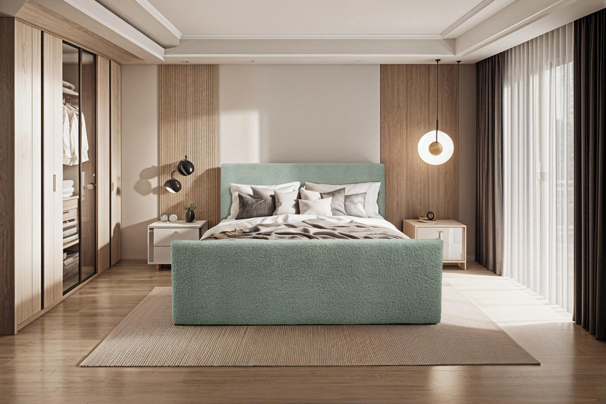 BOXBETT mit Bettkasten und Topper LAMM Stoff Sven Ecru 160x200 cm H2-Pocket - Ecru, Holzwerkstoff (160/200cm) - Kaiser Möbel