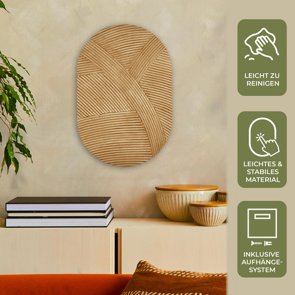WANDBILD Struktur - Natur - Kunst - Rattan 40x60 cm - Naturfarben, Kunststoff (40/60cm) - MuchoWow