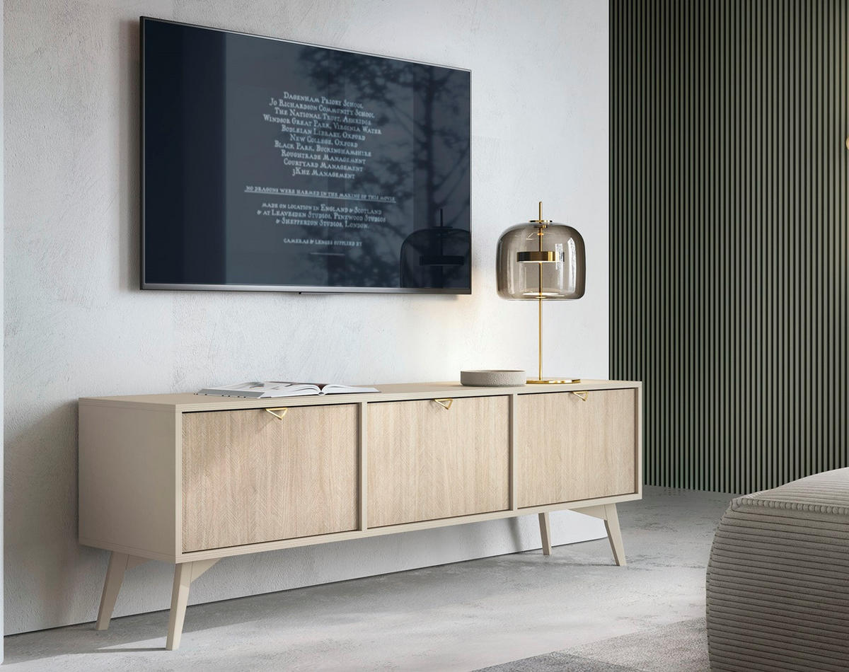 TV-SCHRANK Firr Sandbeige - Beige, Holzwerkstoff (158/52/38cm) - Bettso