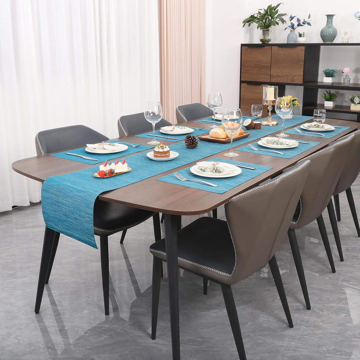 PLATZSETS (6er-Set) – 30 x 45 cm – Blau - Blau, Leder (30/45cm)