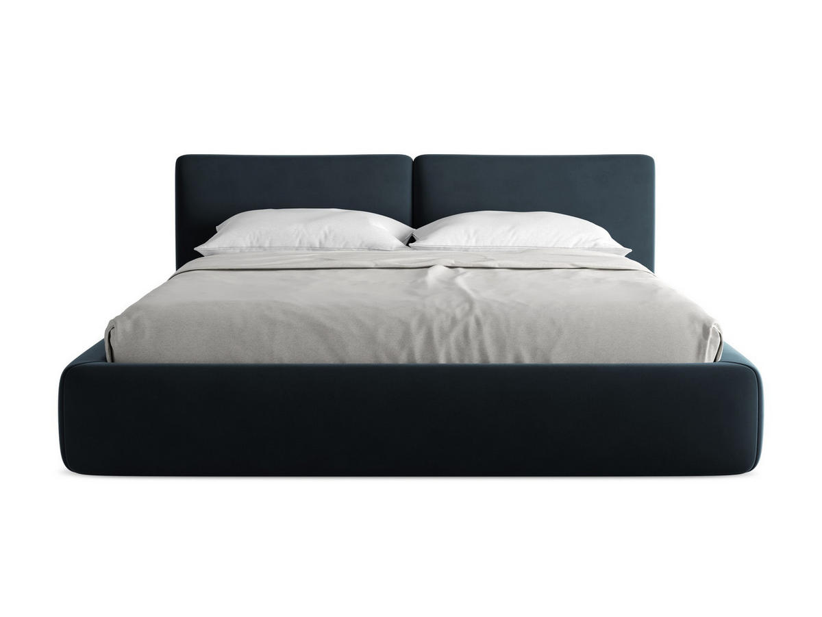 POLSTERBETT mit Bettkasten und Lattenrost 200x228 Blau - Blau/Schwarz, Kunststoff/Textil (180/200cm) - Makamii