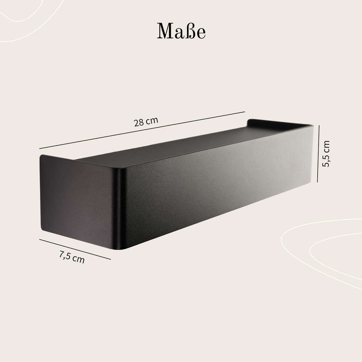 SCHLÜSSELBRETT MIT ABLAGE - Schwarz, Metall (28/5.5/7.5cm) - Designfabrik Hamburg