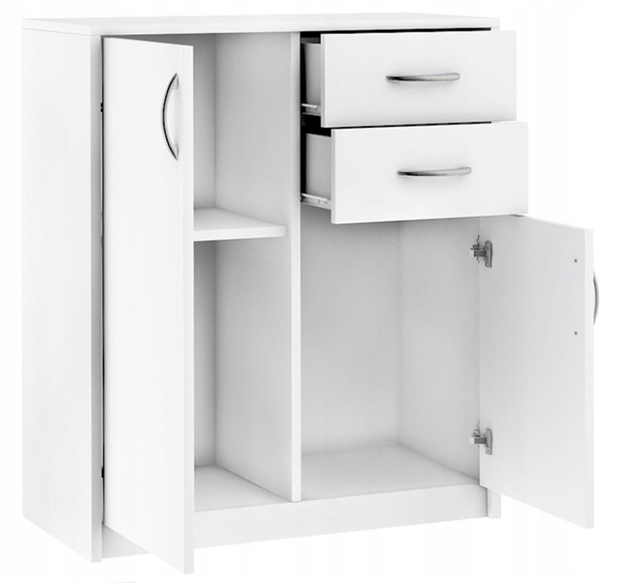 KOMMODE 2-türig Weiß 74/35/85 cm mit 2 Schubladen - Weiß, Holzwerkstoff (74/85/35cm) - Matkam Möbel