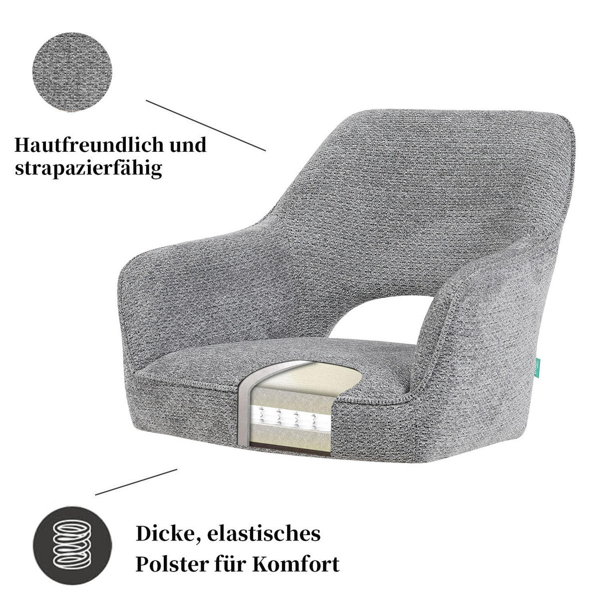 BÜROSTUHL Mika-Bryn 2er-Set - Dunkelgrau/Schwarz, Textil/Metall (60/84/65cm) - DUBI Möbel