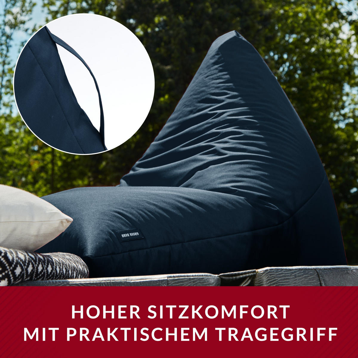 OUTDOOR SITZSACK Triangle 150x100x100cm - Dunkelblau, Textil (100/100/150cm) - Green Bean