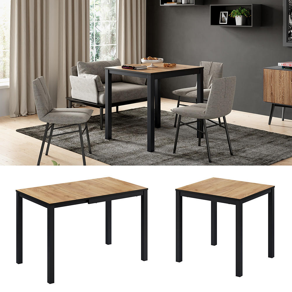ESSTISCH Granny Eiche/Anthrazit 120 x 70 cm ausziehbar - Anthrazit/Grau, Holzwerkstoff (70/120/76cm) - Vicco