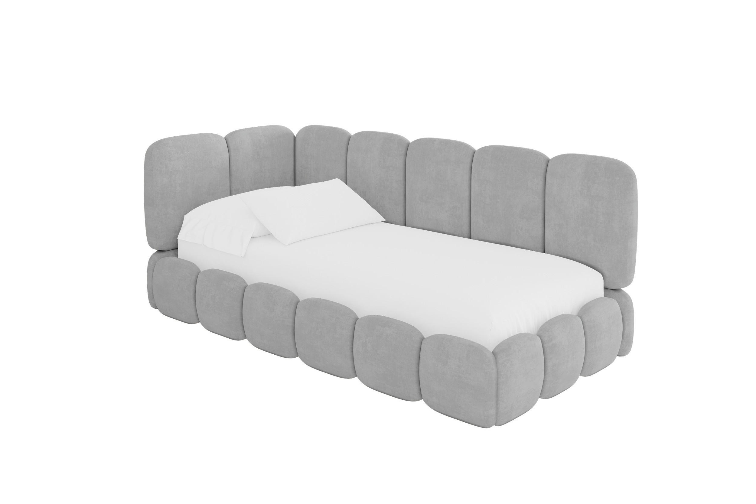 EINZELLBETT Jugendbett mit Bettkasten, Rechts - AVRY 100x200 Grau - Silberfarben/Grau, Holzwerkstoff/Textil (100/200cm) - ALTDECOR