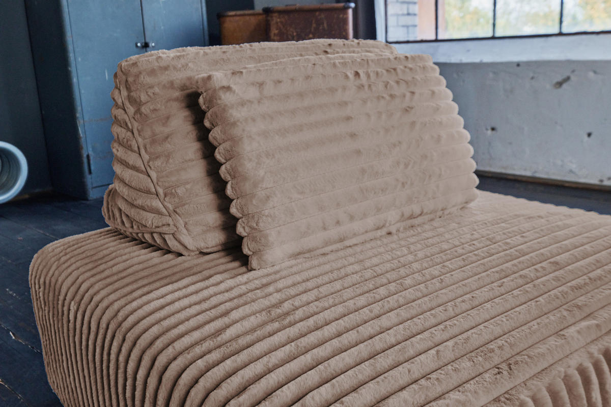 HOCKER MIT RÜCKENKISSEN WIOLO SOFT Taupe Cord - Taupe/Schwarz, Kunststoff/Textil (111/84/111cm) - KAWOLA