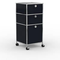 BÜRO-ROLLCONTAINER, Metall, 40 cm, 2 Schubladen + 1 hohe Schublade, Graphitschwarz - Chromfarben/Silberfarben, Metall (40/87.9/39.7cm) - Versee