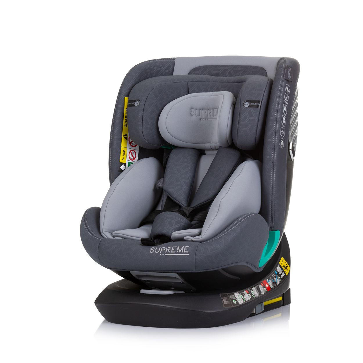 KINDERSITZ i-Size Supreme grau (40-150 cm) verstellbar 360° drehbar Isofix - Grau, Kunststoff (44/75/45cm) - Chipolino