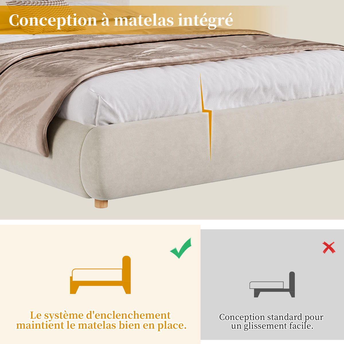 POLSTERBETT 180x200cm, Creme, Samt, Stauraum - Creme, Textil (180/200cm) - FLIEKS