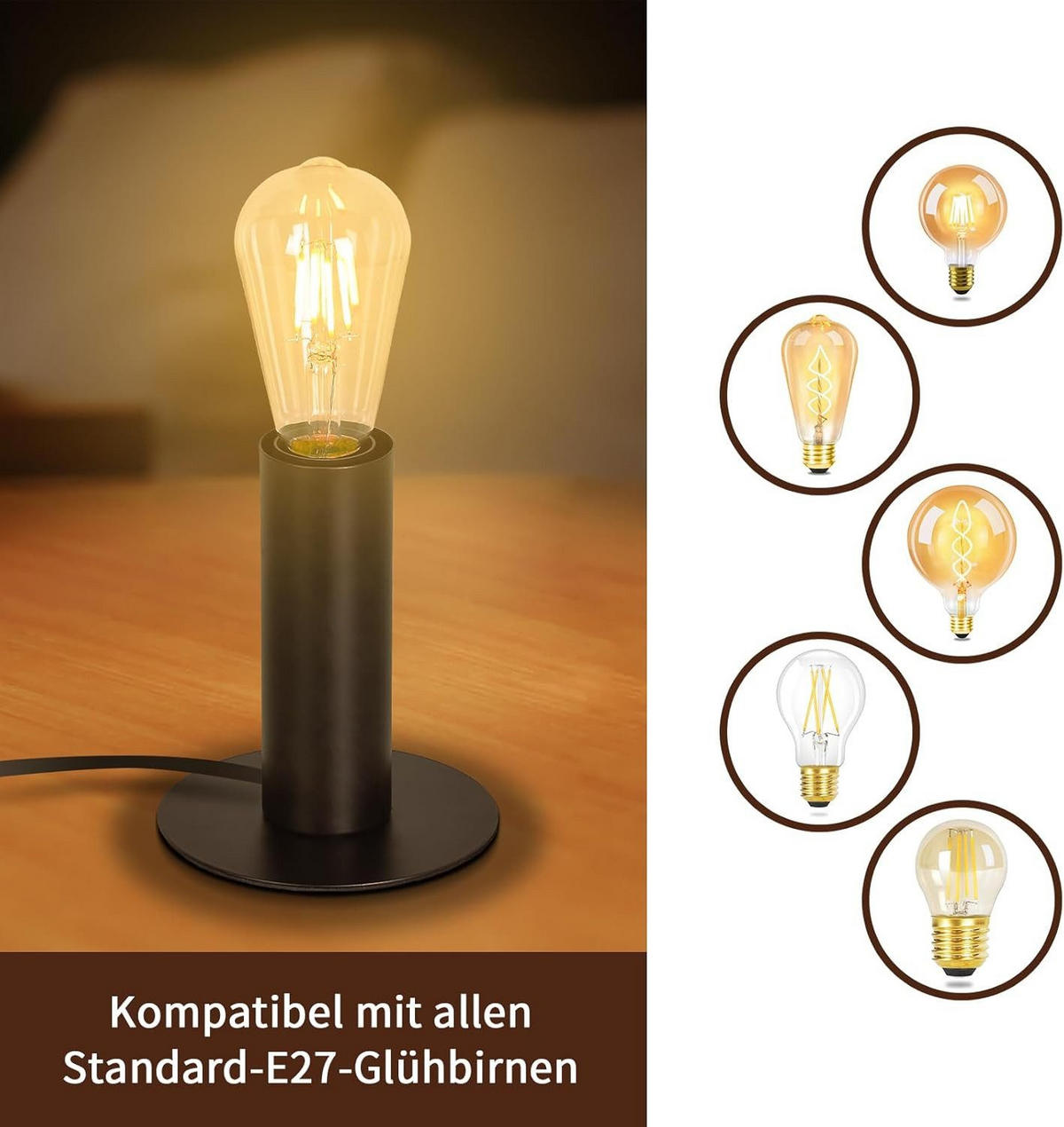 TISCHLAMPE Calista 13/13/15 cm - Schwarz, Metall (13/13/15cm) - ZMH
