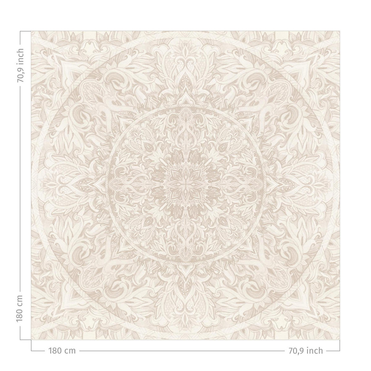 DUSCHVORHANG Mandala Aquarell Muster Ornament beige 180/180 cm - Beige, Textil (180/180cm) - Bilderwelten