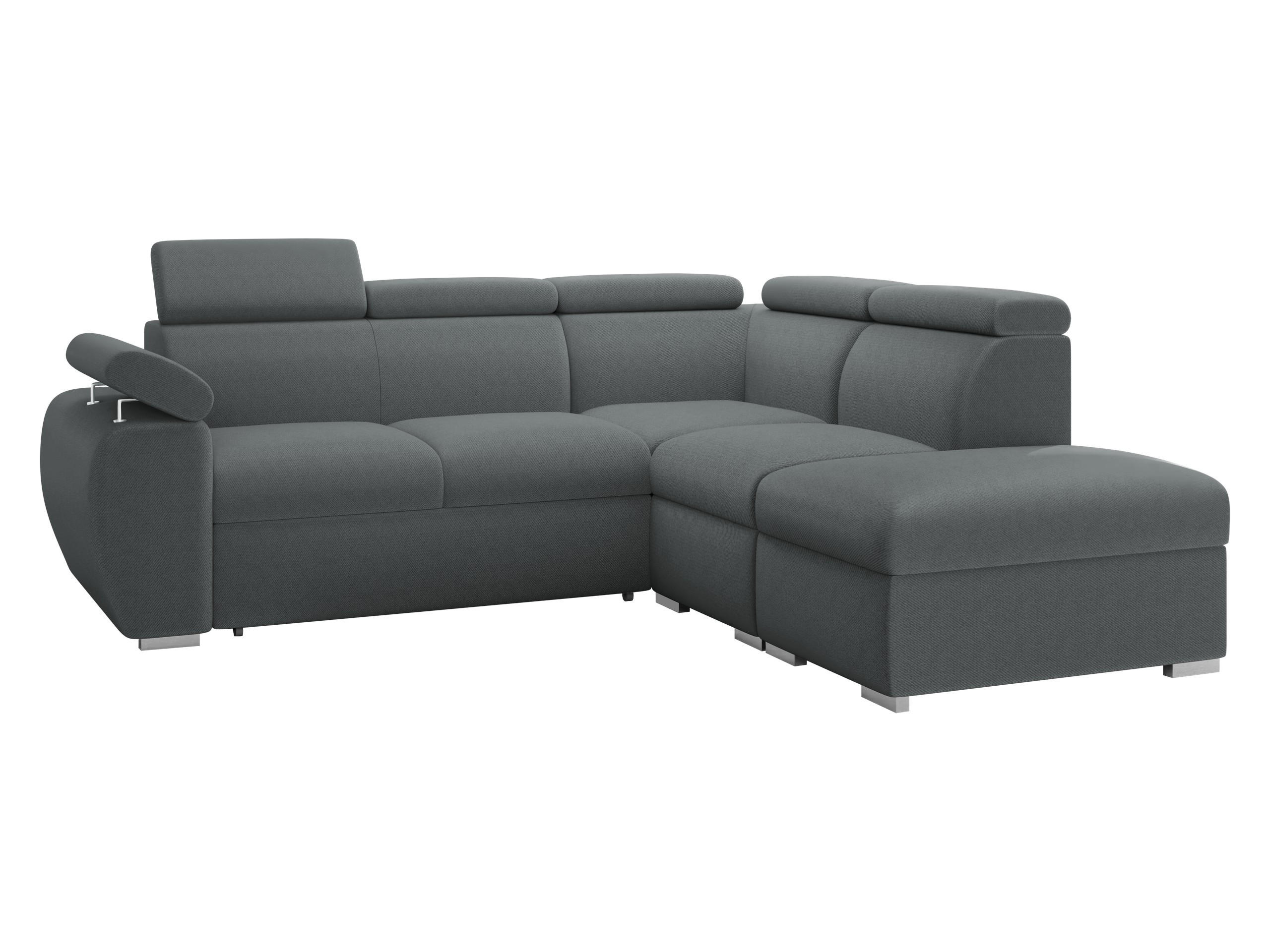 ECKSOFA Boston 2RR1P, Seite: Rechts 2R+R+1P(65)+PUFAP - Silberfarben/Grau, Holz/Textil (260/230cm) - MIRJAN24
