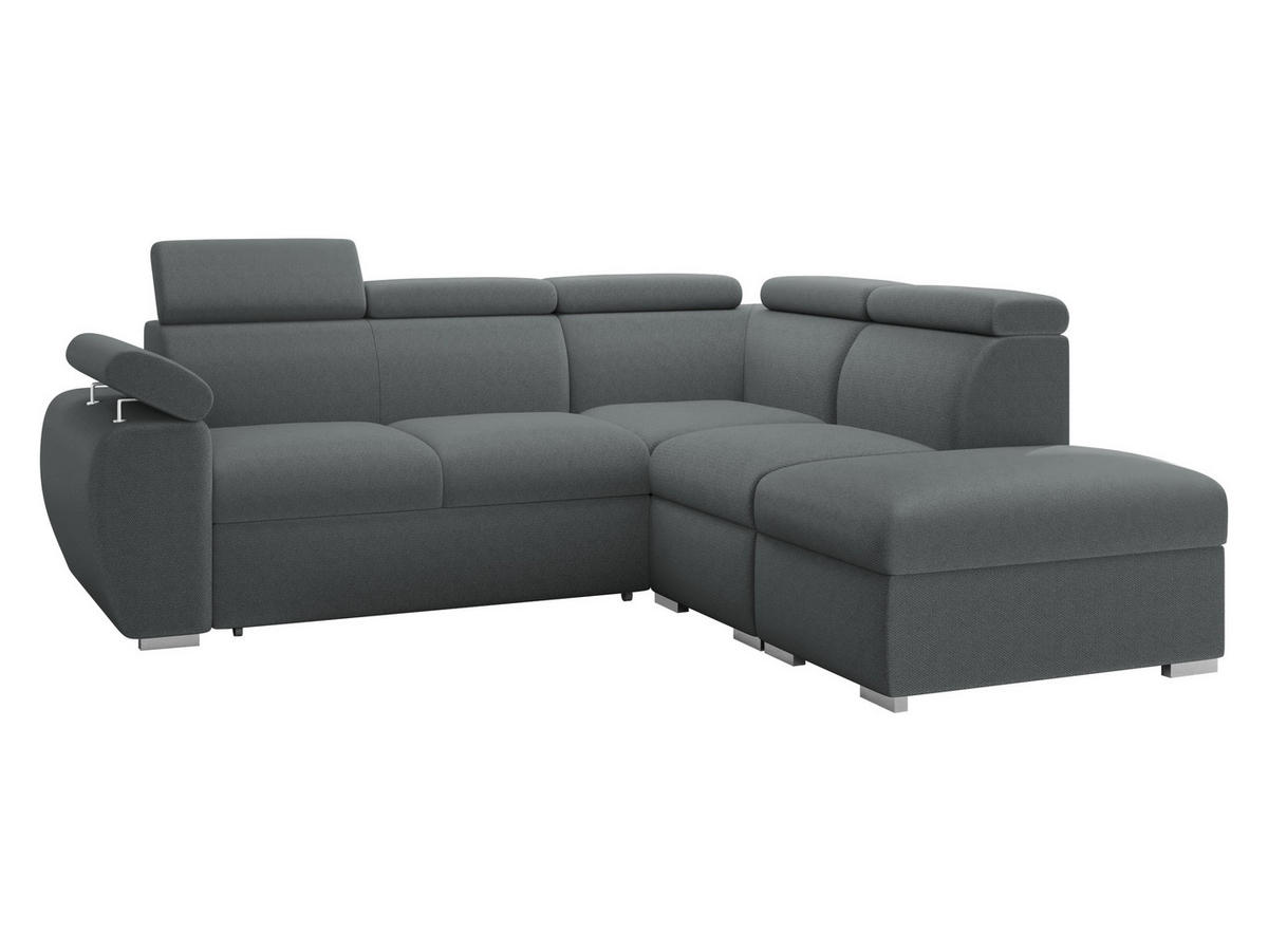 ECKSOFA Boston 2RR1P, Seite: Rechts 2R+R+1P(65)+PUFAP - Silberfarben/Grau, Holz/Textil (260/230cm) - MIRJAN24