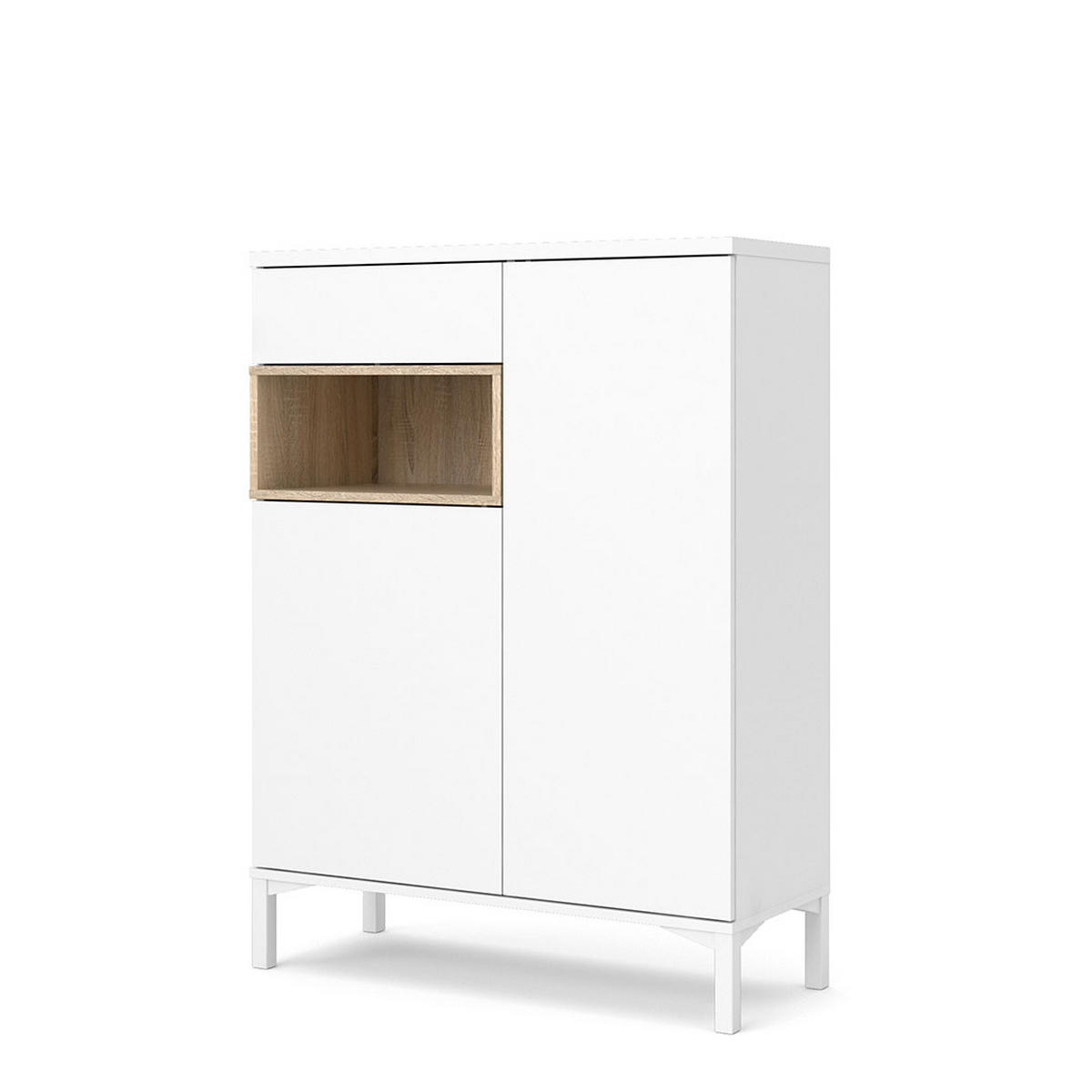 SIDEBOARD Ringe Weiß 89/37/119 cm - Weiß, Holzwerkstoff (89/119/37cm) - ebuy24