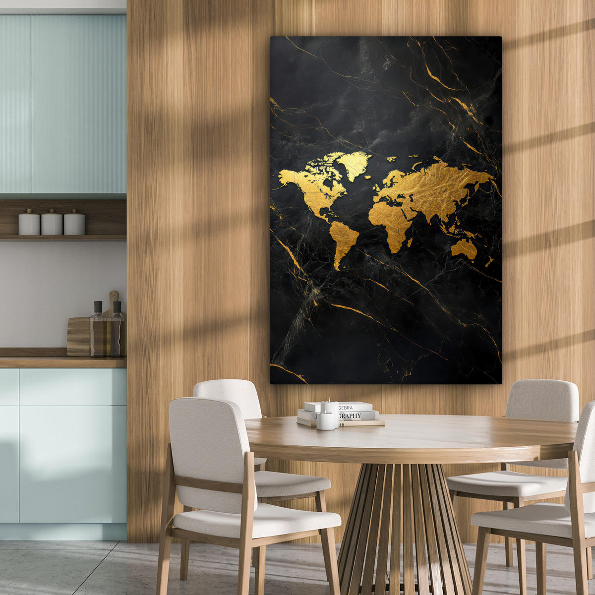 LEINWANDBILD Weltkarte - Gold - Marmor 90x140 cm - Goldfarben, Textil (90/140cm) - MuchoWow