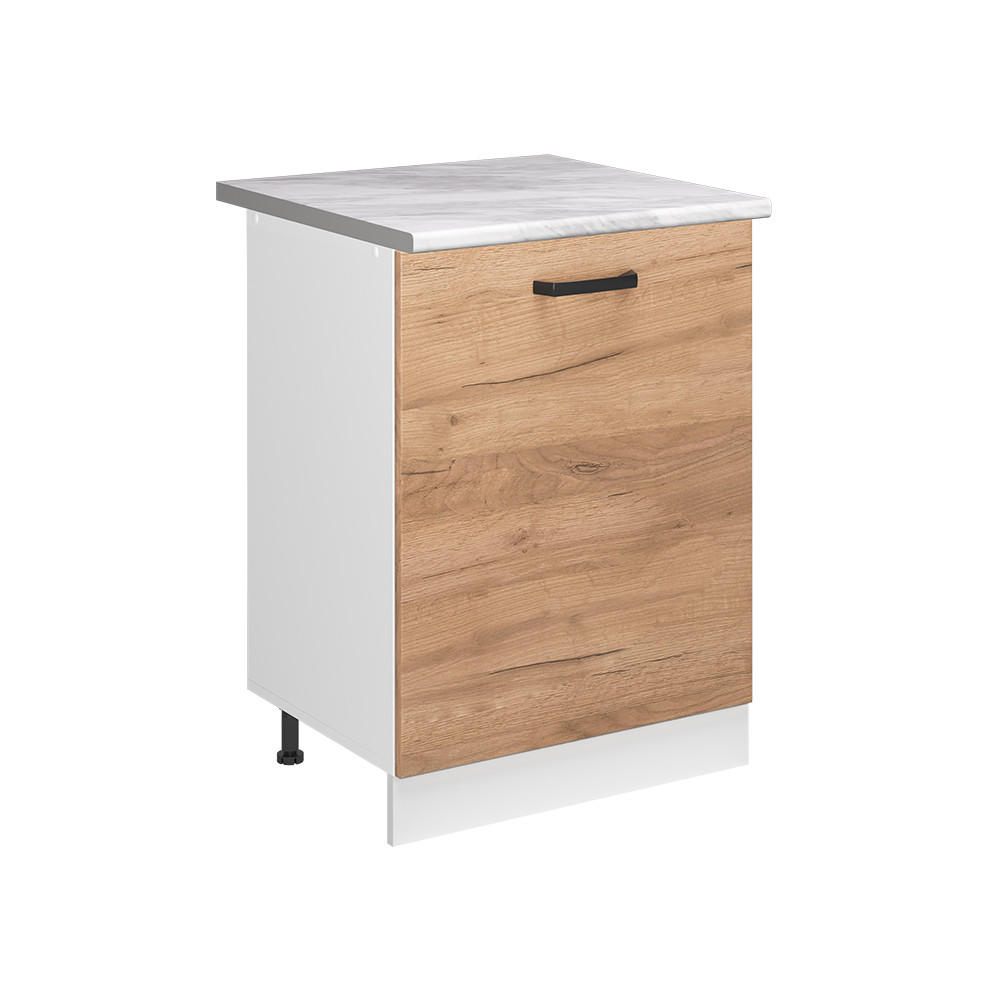KUCHYNSKÁ SPODNÁ SKRINKA R-Line, Dub Goldkraft/biely, 60 cm s 1 dverami Marmori työtaso - biela/farba duba, kompozitné drevo (60/81.6/60cm) - Vicco
