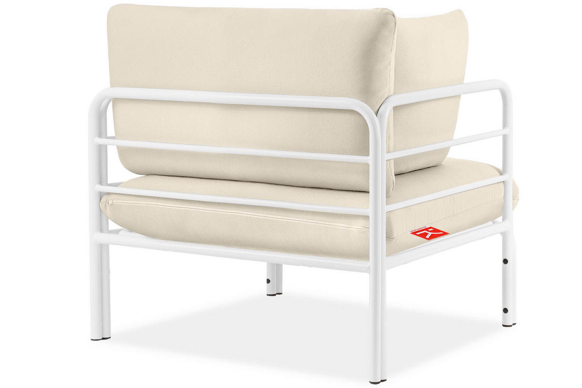 GARTENSESSEL RAMBE inkl. Auflagen, Stahlgestell, Modern, Weiß/Cremeweiß - Creme/Weiß, Textil/Metall (79/80/80cm) - KONSIMO®