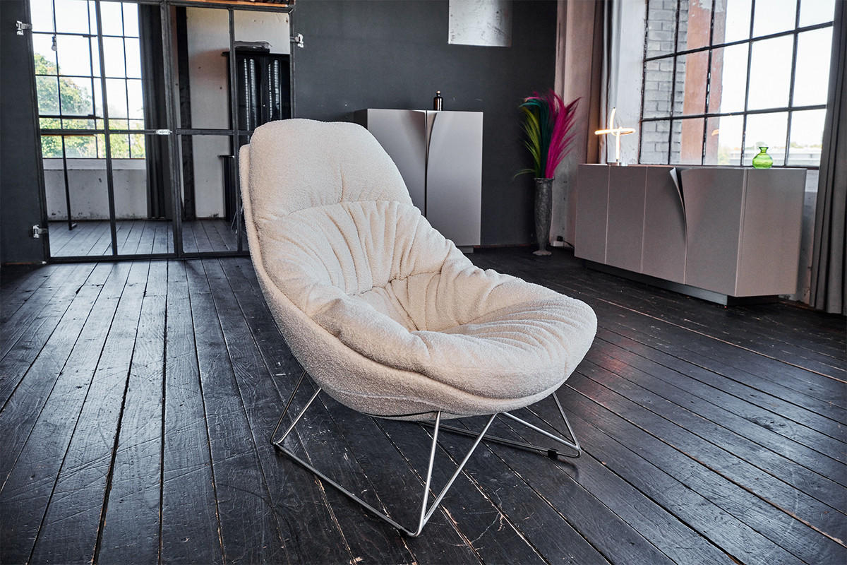 RELAXSESSEL AVON Beige Webstoff - Beige/Silberfarben, Textil/Metall (78/93/105cm) - KAWOLA