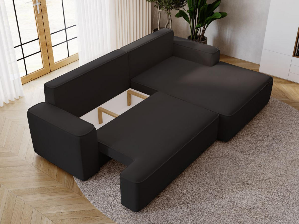 ECKSOFA California Schwarz Rechts - Schwarz, Holz/Textil (270/165cm) - Graingold