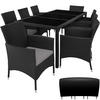 RATTAN SITZGRUPPE Almansa,inklusive Schutzhülle,schwarz/grau - Schwarz/Grau, Kunststoff - tectake
