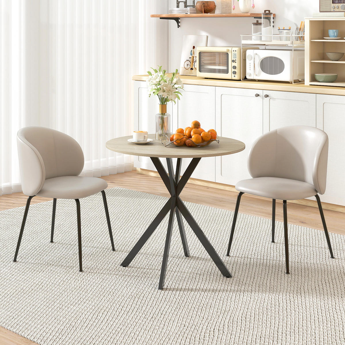 ESSTISCH für 2 Personen, Weiße Eiche - Sonoma Eiche, Metall (80/80/75cm) - HOMCOM
