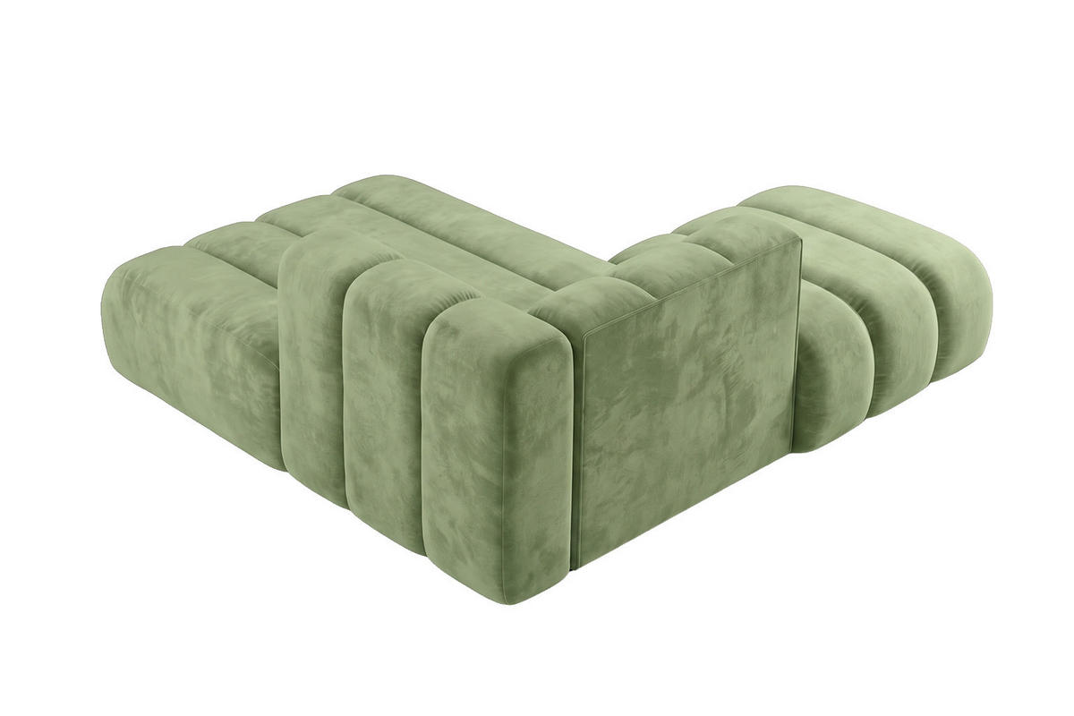 CHAISELONGUE Modulare Mit Hocker, Velvet-Stoff Riviera, Olive, Links, GRAND - Olivgrün, Holz (204/179cm) - Kaiser Möbel