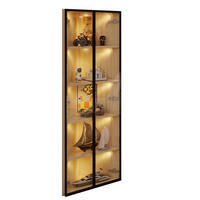 ROHOVÁ vitrína z MDF 62x35x160 cm dubová s LED osvětlením, tichým dovíráním a bezpečnostním sklem - barva dubu, kompozitní dřevo (62/160/35cm) - Modfu