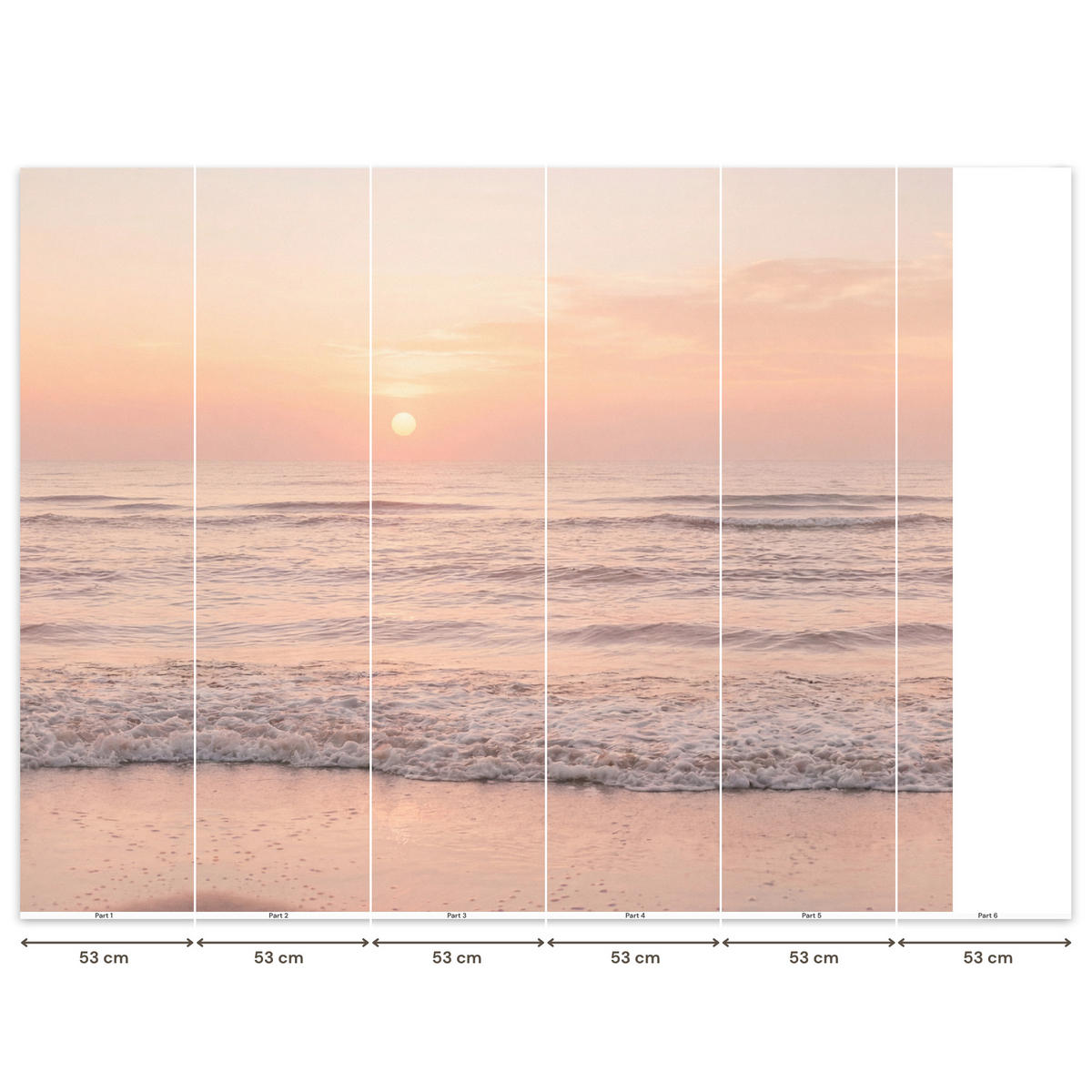 TAPETE - Sonne - Strand - Rosa - 280x220 cm - Hellrosa, Papier (280/220cm) - OnlyWow