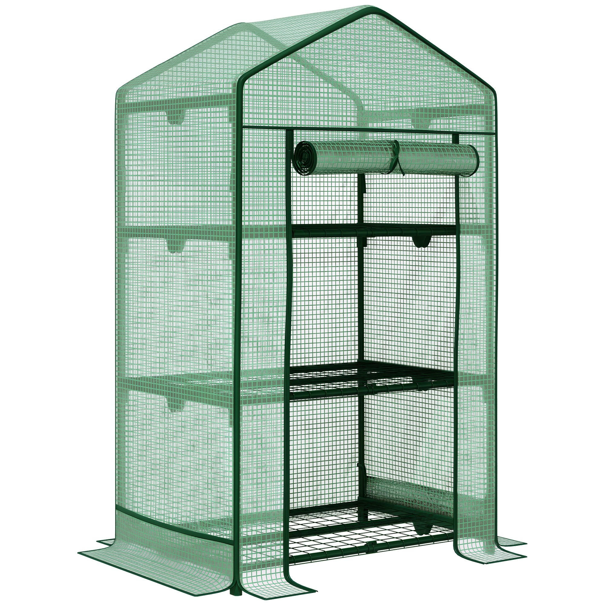 GEWÄCHSHAUS DE-05765 3 Regalböden, Rolltür - Grün, Kunststoff/Metall (49/125/69cm) - ComfortXL