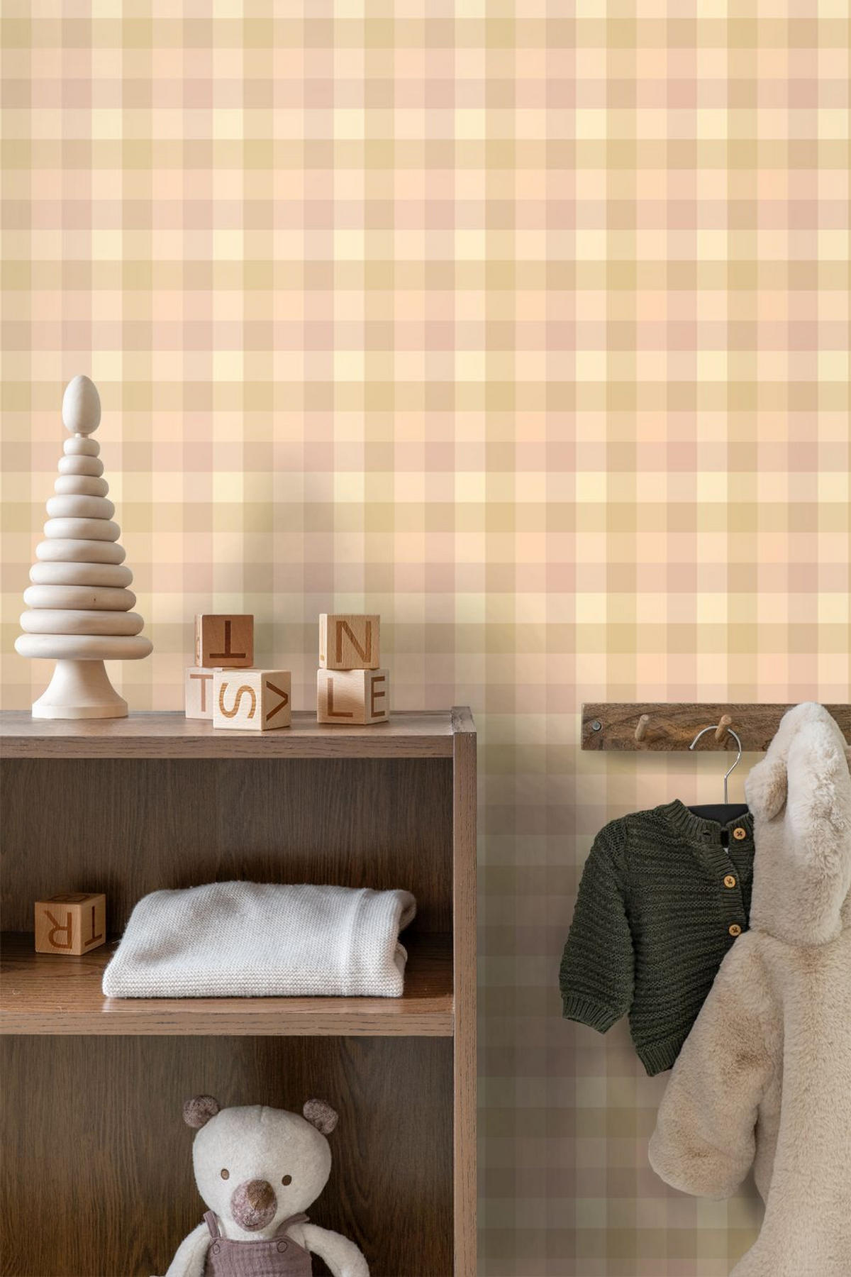 TAPETE Karomuster 50 x 900 cm - Beige, Papier (50/0.1cm) - ESTAhome