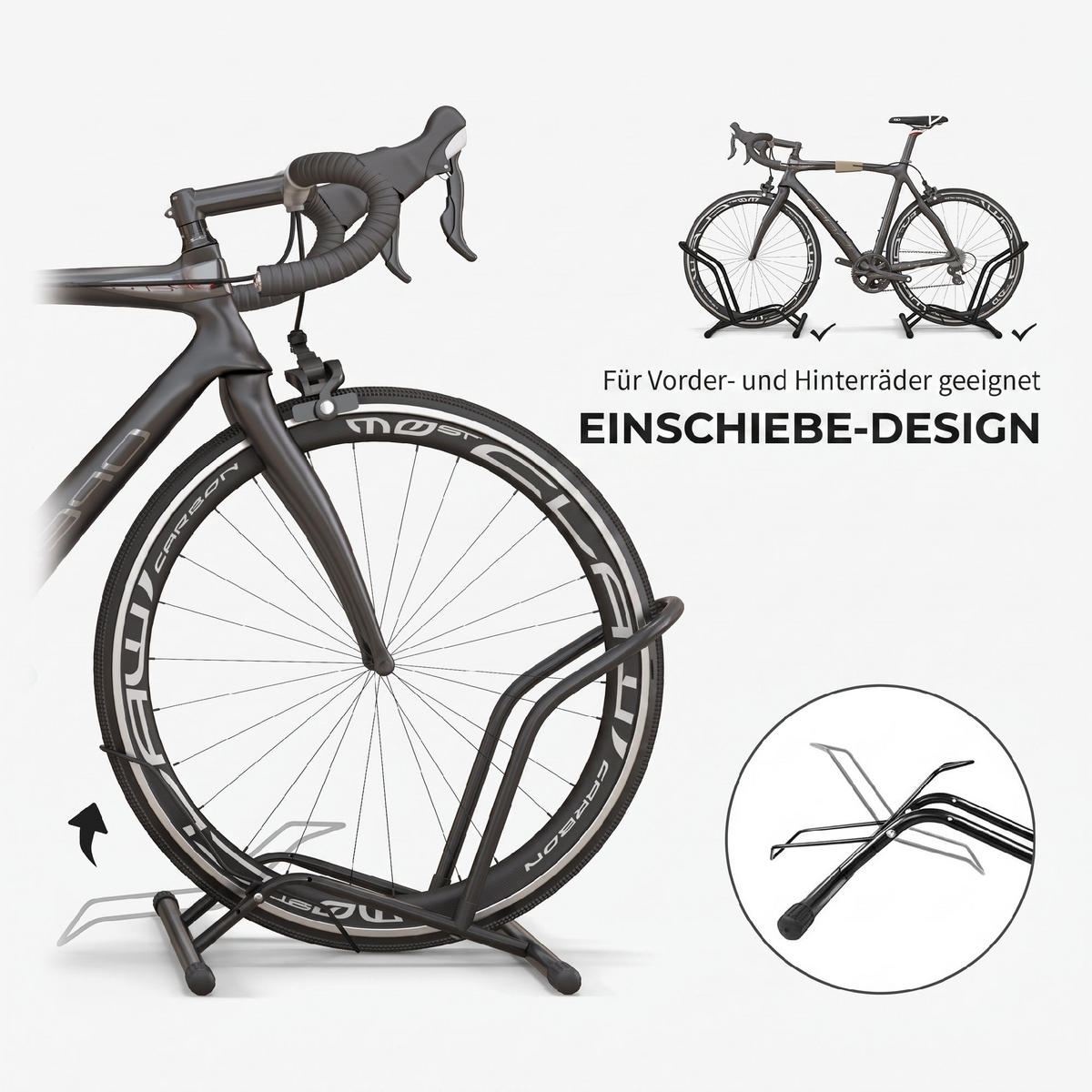 FAHRRADSTÄNDER Stahl Schwarz - Schwarz, Metall (41/38/59cm) - SPORTNOW