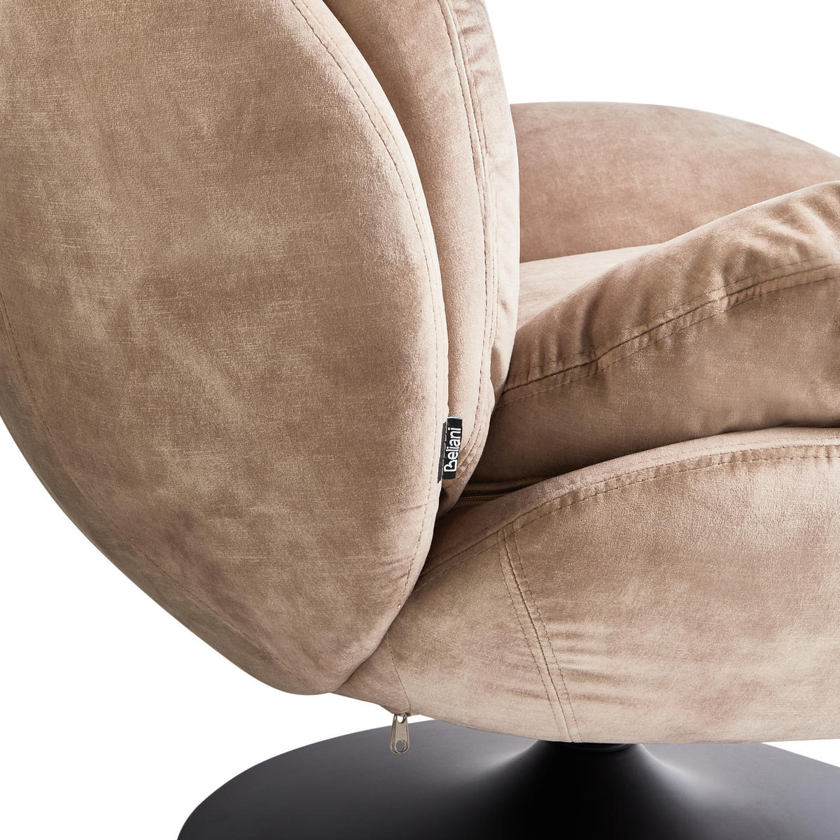 SNURRFÅTÖLJ beige Nolvik - Sandfärg/Svart, Textil (82/82/85cm) - Beliani