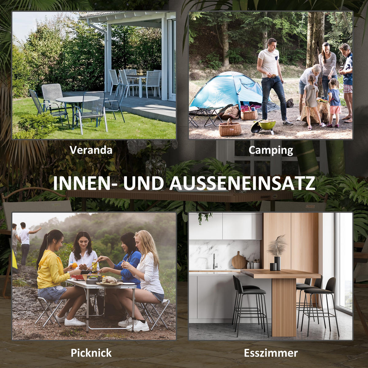 GARTENTISCH, Braun, HDPE - Braun, Kunststoff (122/60/73cm) - Outsunny